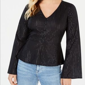 love, Fire • Silver Pinstripe Blouse • NWT